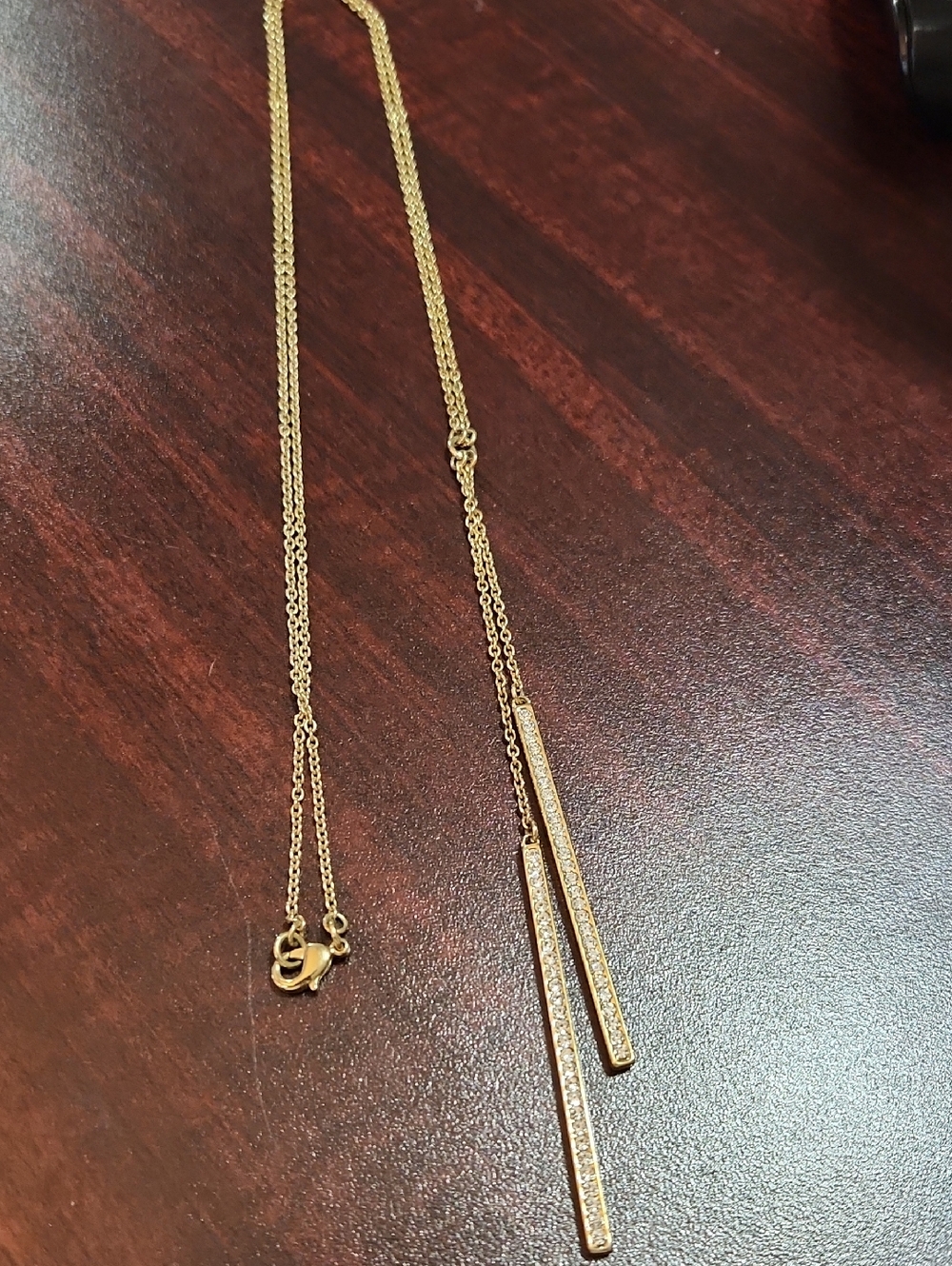 Premier Designs Gold Double Bar Dangle Necklace